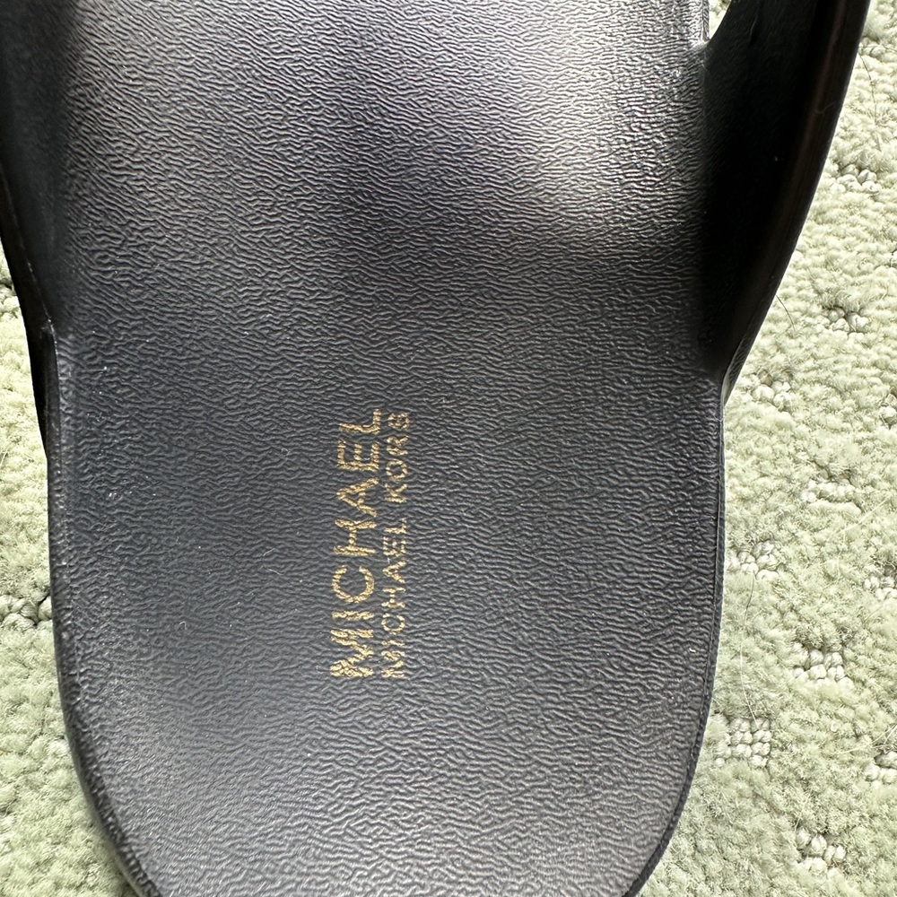 Michael Kors Black Flip Flops with Gold Emblem 11 - Picture 3 of 7